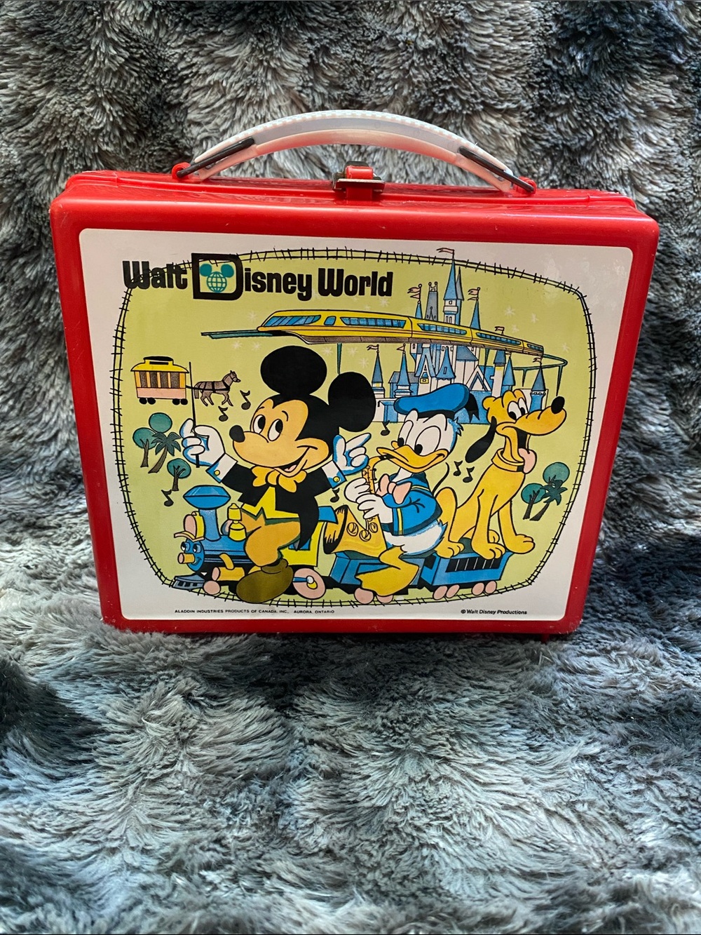 Vintage Disney Red & Yellow Mickey, Donald & Pluto Lunchbox